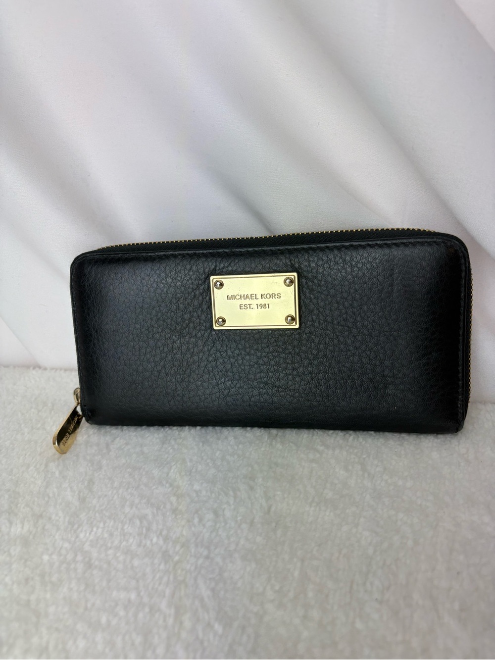 Michael Kors Black Leather Continental Zip Wallet
